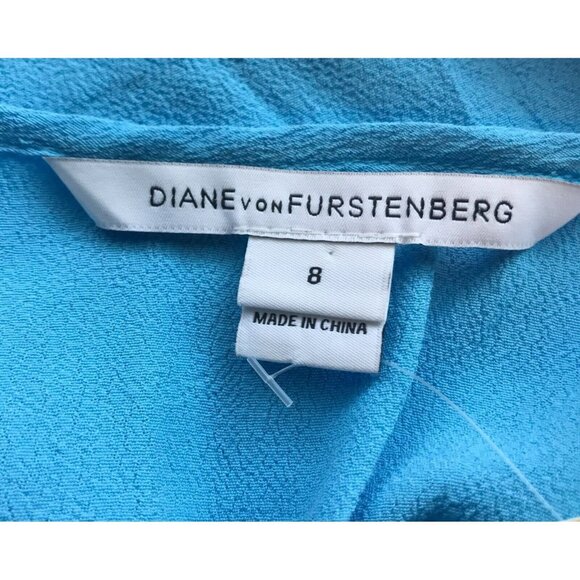 Diane Von Furstenberg Blue Embellished Iliana Top Blouse, Size 8 (US) - Picture 8 of 8